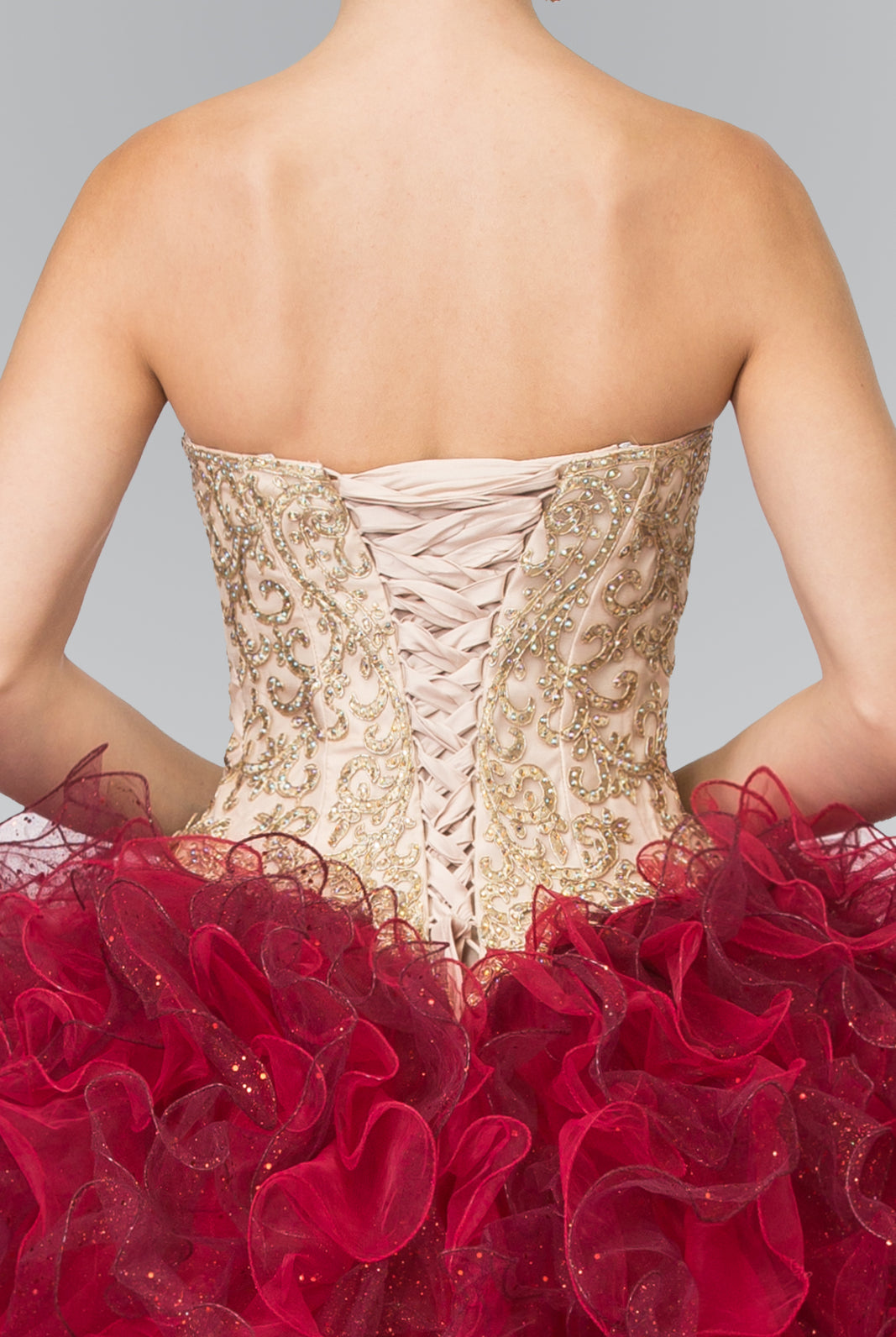 Tulle Ruffled Quinceanera Dress with Bolero-smcdress