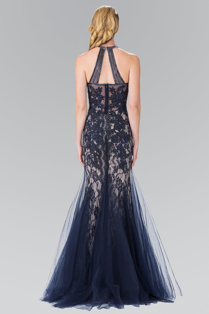 Beaded Lace and Tulle Long Dress-smcdress