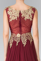 Flower Lace Chiffon Long Dress with Sheer Back-smcdress