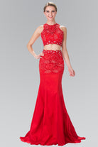 Two-Piece Taffeta Long Dress with Lace and Jewels-smcdress