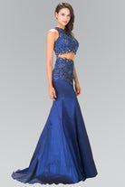 Two-Piece Taffeta Long Dress with Lace and Jewels-smcdress