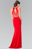 Beads Embellished Long Dress with Sheer Sides-smcdress