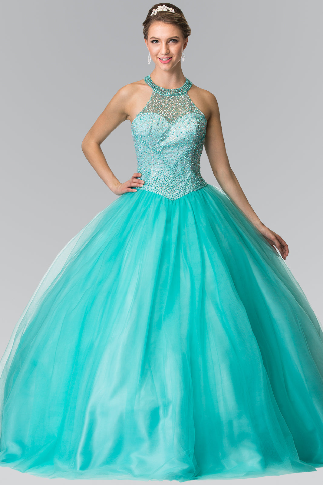 Illusion Sweathearted Tulle Quinceanera Dress-smcdress