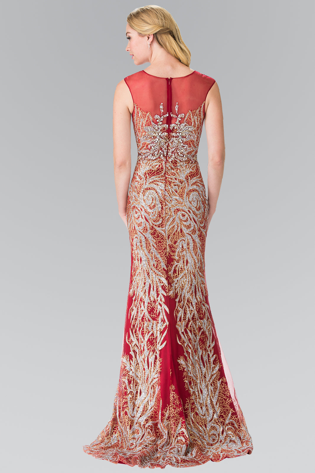 Beaded Bodice Long Dress with Full Embellishment-smcdress