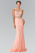 Mock Two-Piece Long Dress with Beaded Top-smcdress