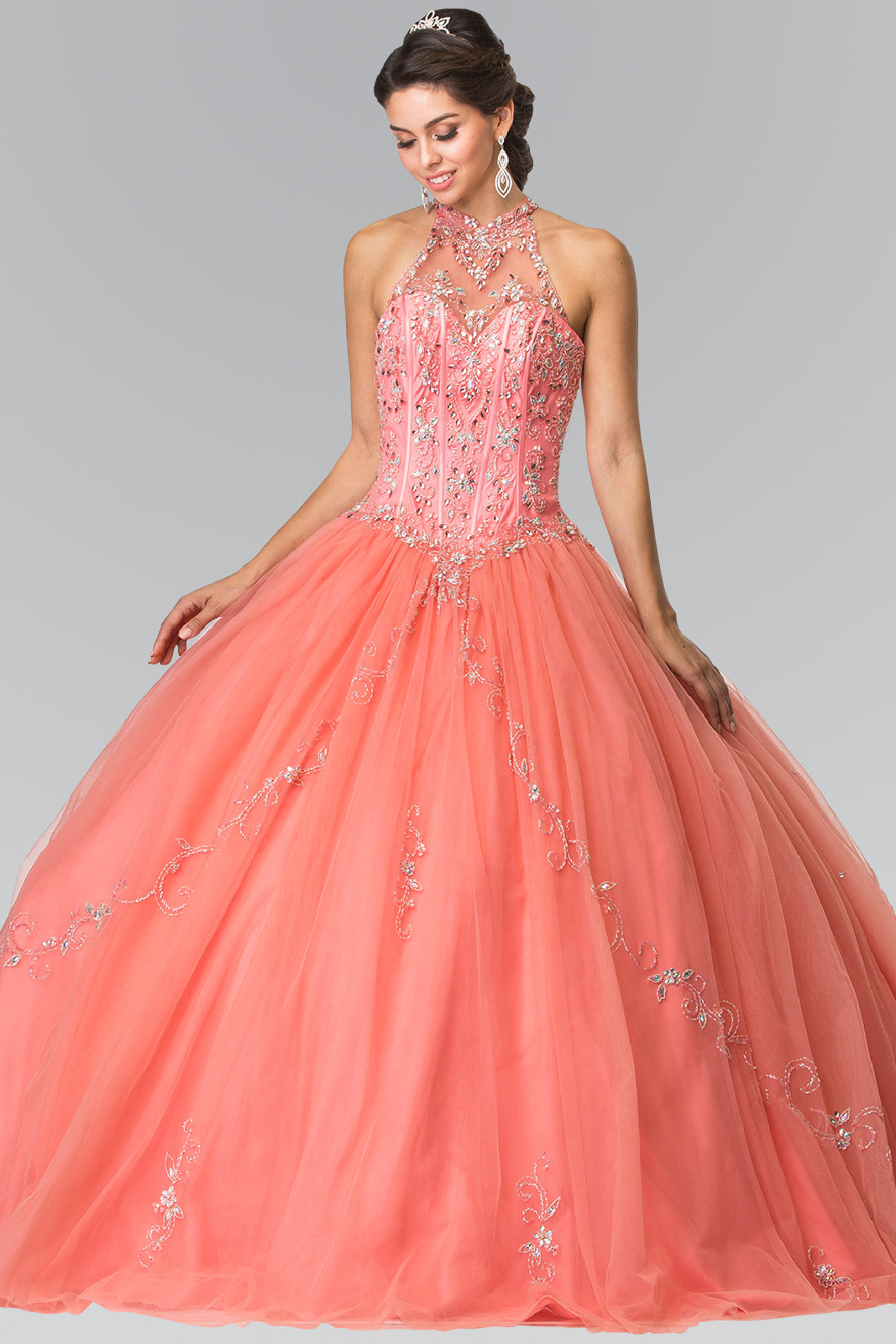 Beads Embellished Quinceanera Long Dress-smcdress