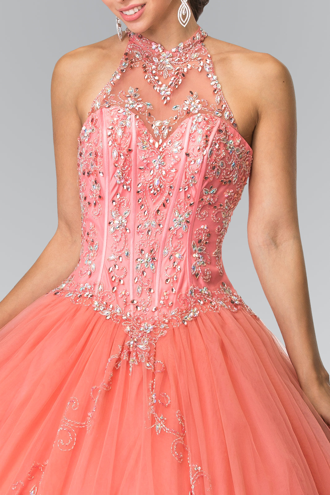 Beads Embellished Quinceanera Long Dress-smcdress