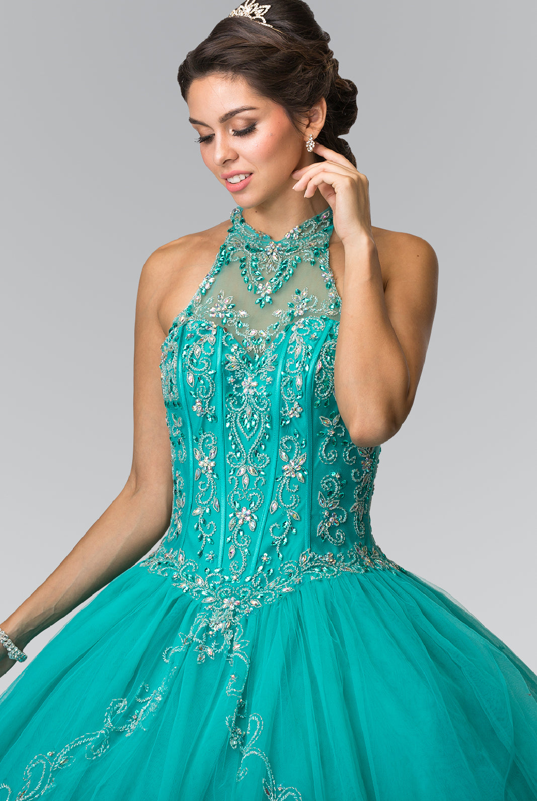 Beads Embellished Quinceanera Long Dress-smcdress