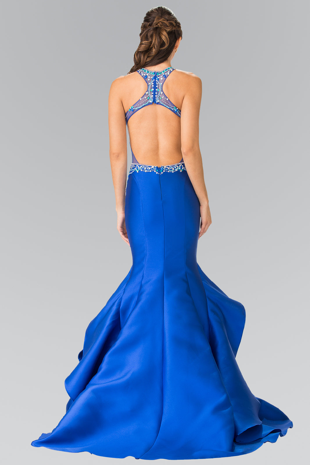 Beads Embellished Mermaid Long Dress with Cut-Out Back-smcdress
