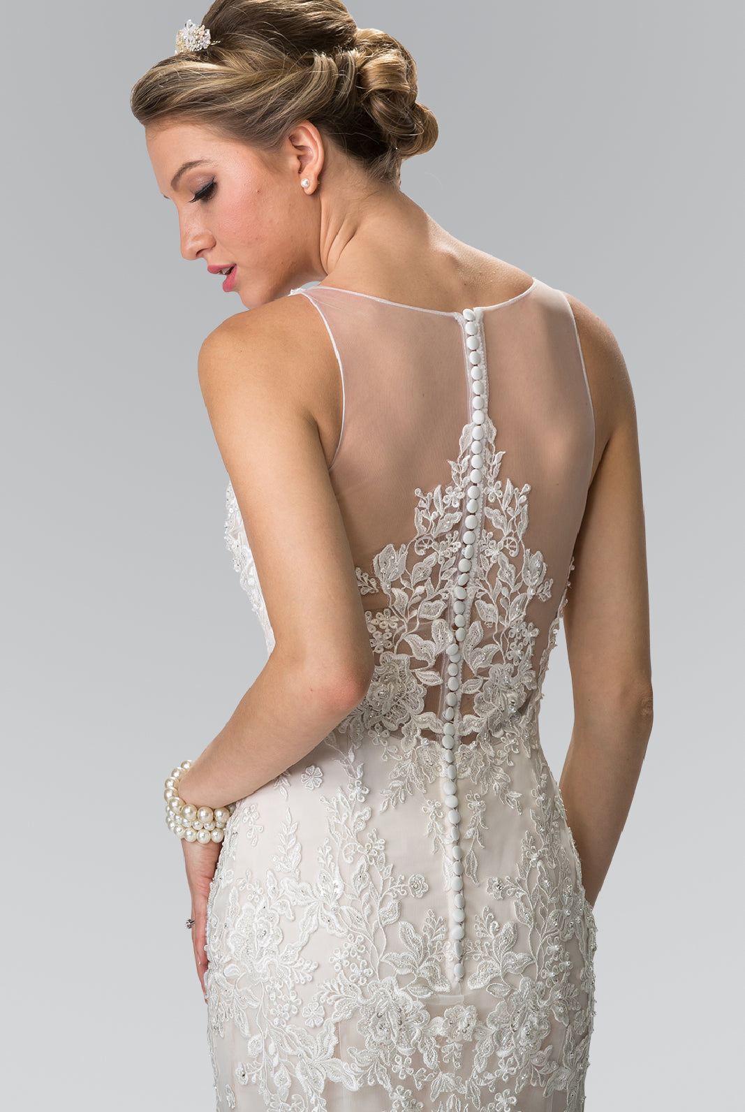 Illusion V-Neck Mermaid Style Lace Wedding Dress-smcdress
