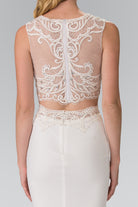Two-Piece Prom Dress with Embellished Lace Top-smcdress