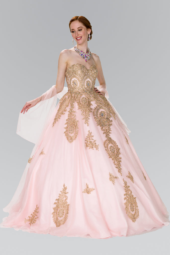 Ball Gown with Embroidery and Beads-smcdress