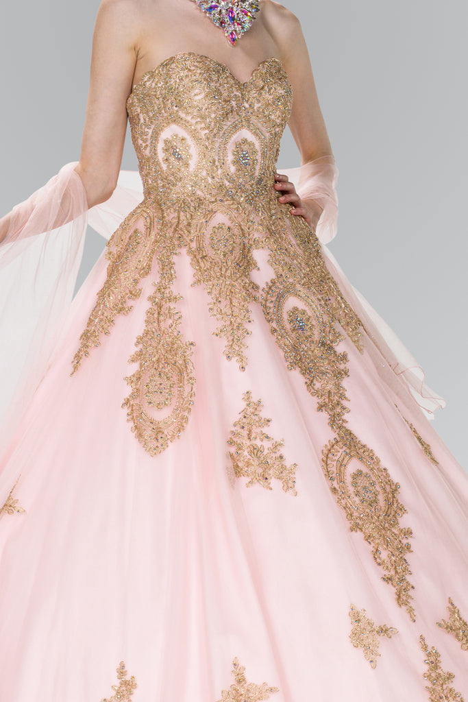 Ball Gown with Embroidery and Beads-smcdress
