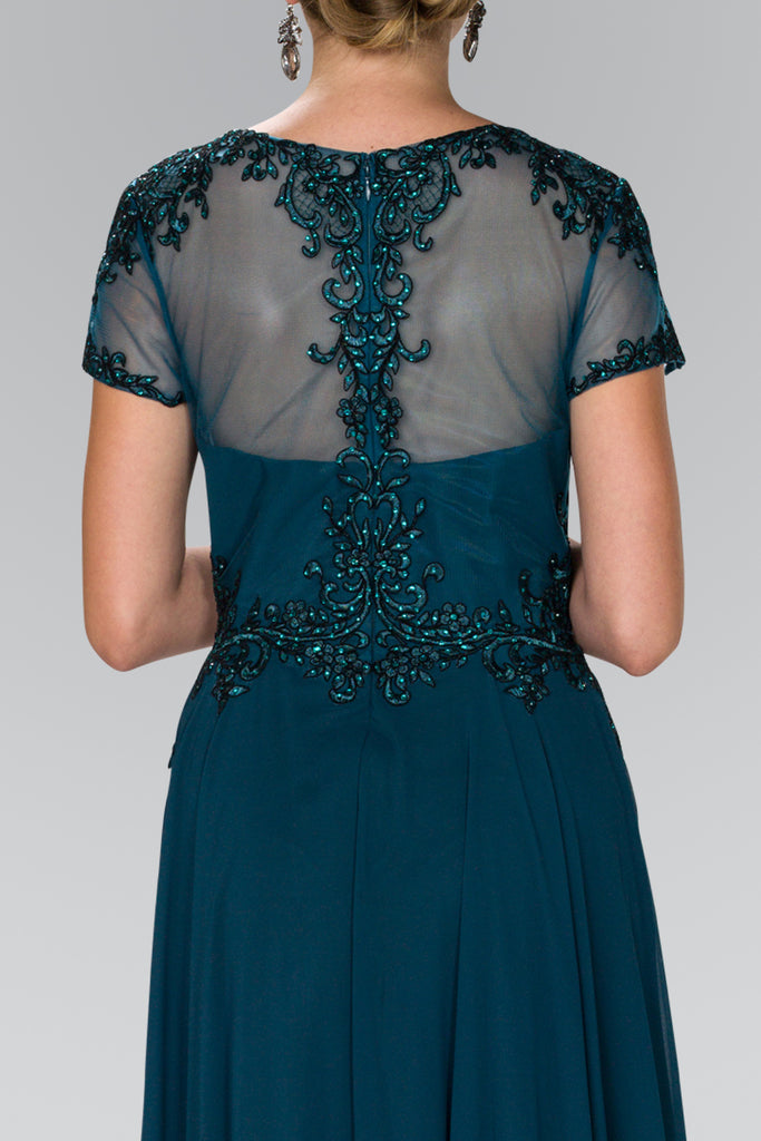 Chiffon A-Line Long Dress with Embroidery and Beads-smcdress