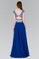 Two-Piece Chiffon A-Line Long Dress with Jewels-smcdress