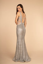 Strap Neckline Glitter Mesh Mermaid Long Dress-smcdress