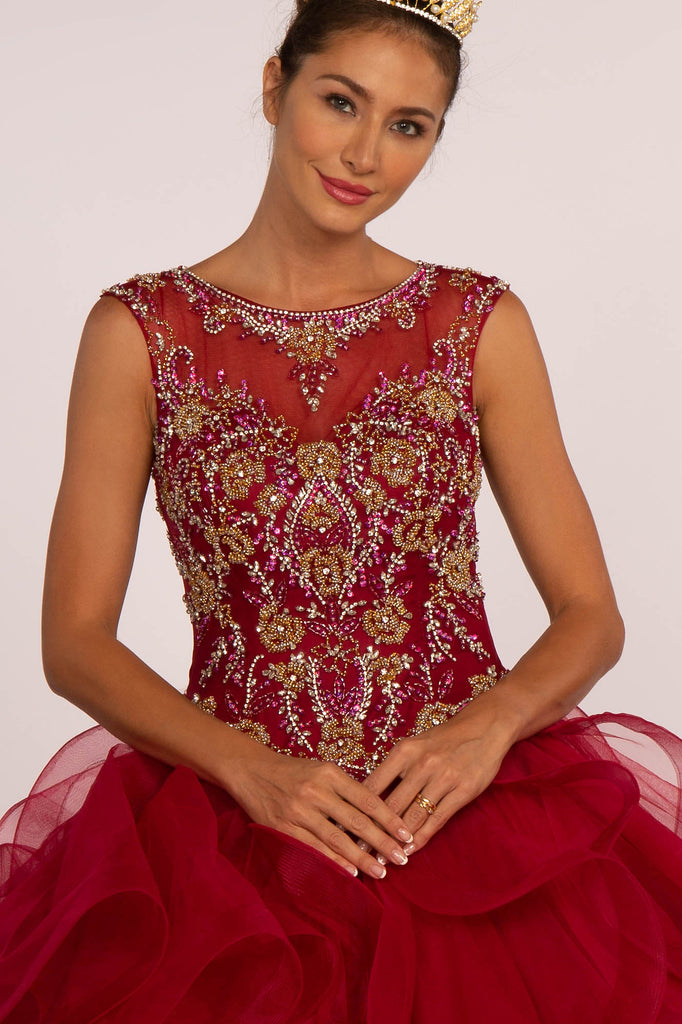Beads Embellished Bodice Tulle Ball Gown-smcdress