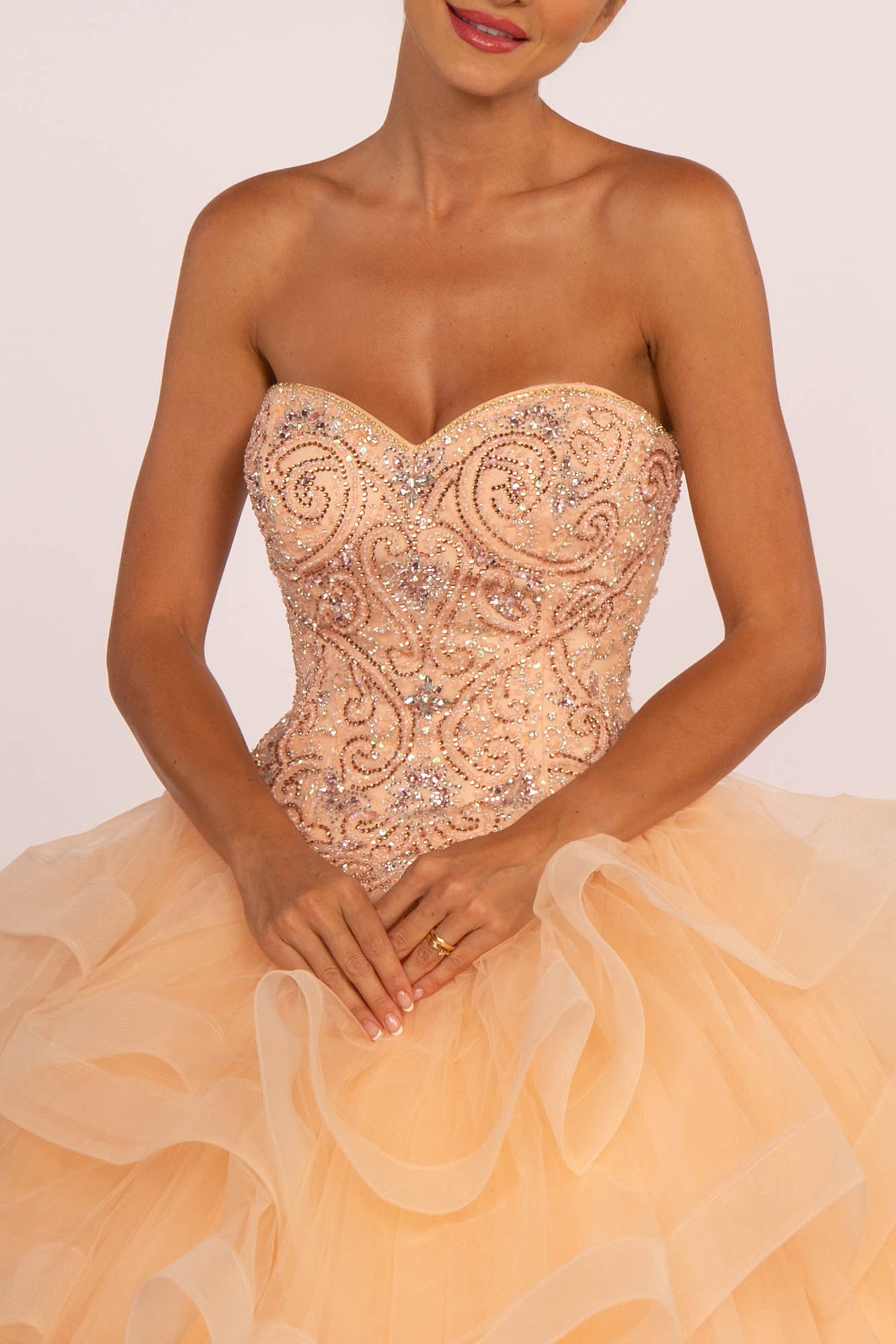 Rhinestone Embellished Sweetheart Ball Gown-smcdress