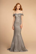 Cut-Away Shoulder Glitter Mermaid Dress-smcdress