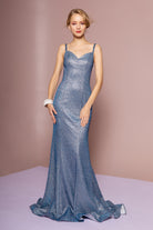Glitter Mermaid V-Neck Long Dress-smcdress