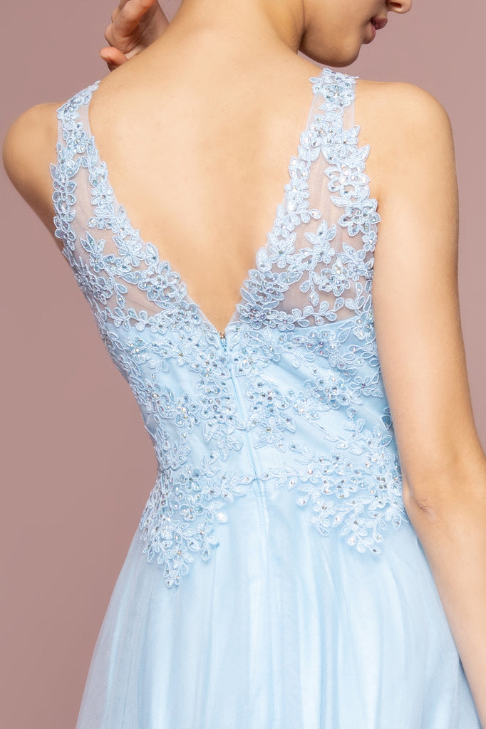 Floral Lace Embellished Bodice Mesh Dress-smcdress