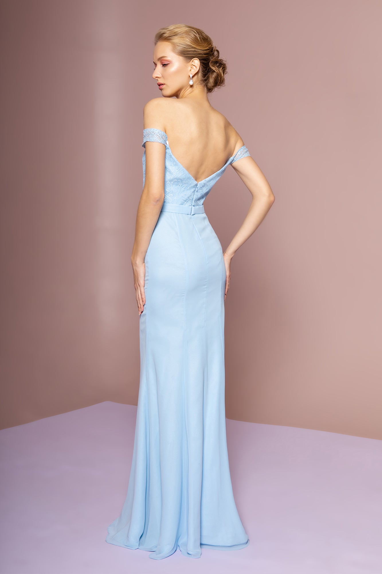 Lace Embellished Bodice Chiffon Mermaid Dress-smcdress