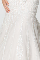 Lace Embellished Deep V-Neck Wedding Gown U-Back GLGL2821-smcdress