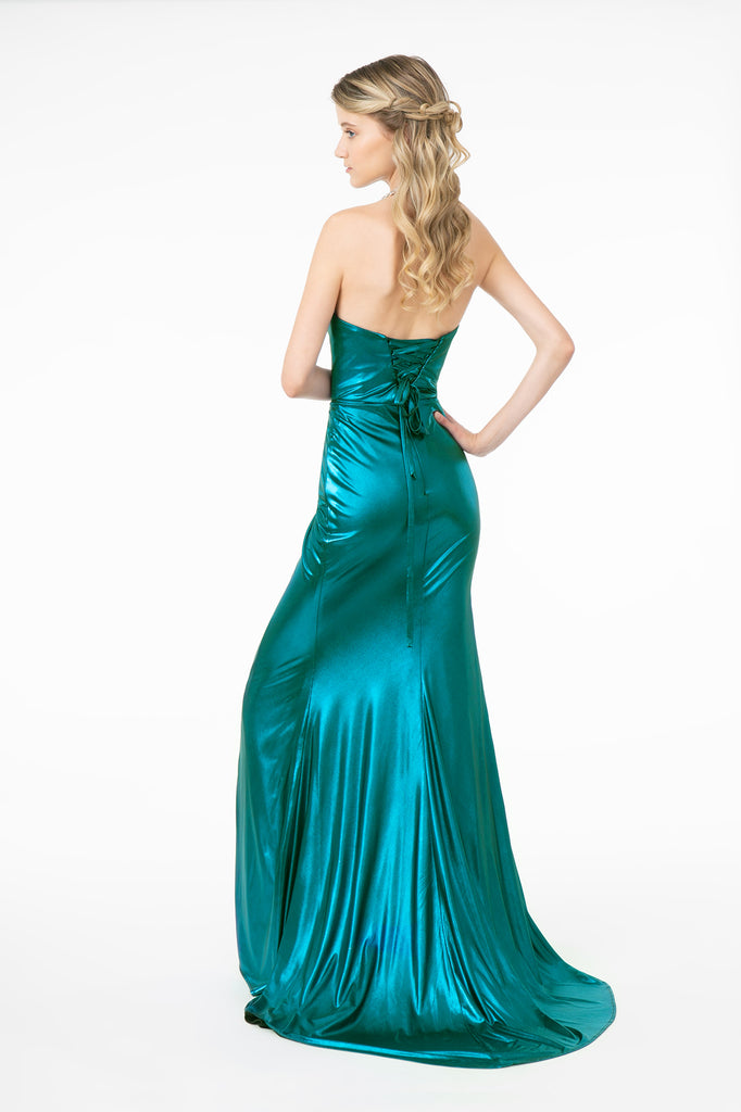 Sweetheart Ruched Mermaid Long Dress Slit-smcdress