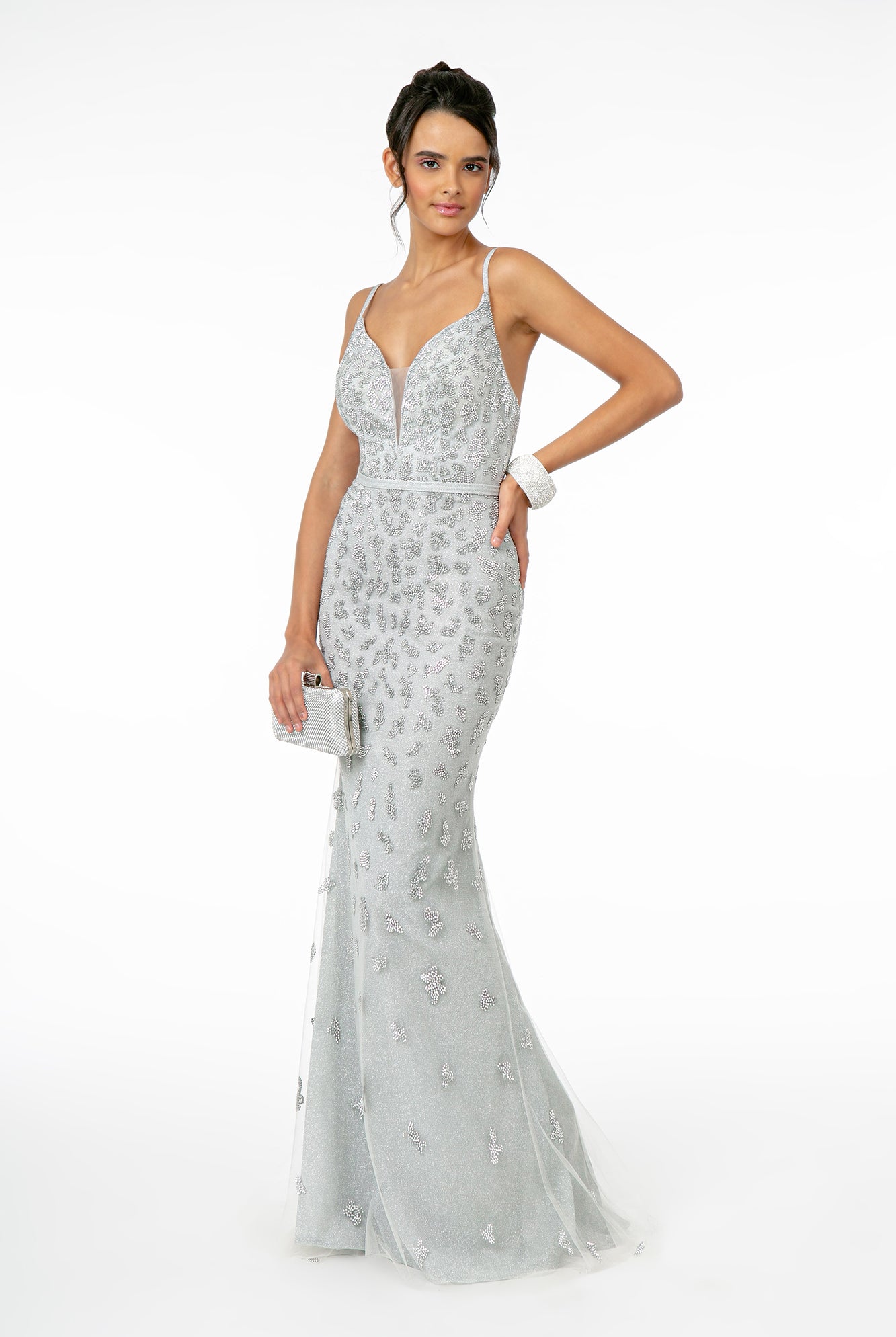 Glitter Mesh Mermaid Long Dress-smcdress