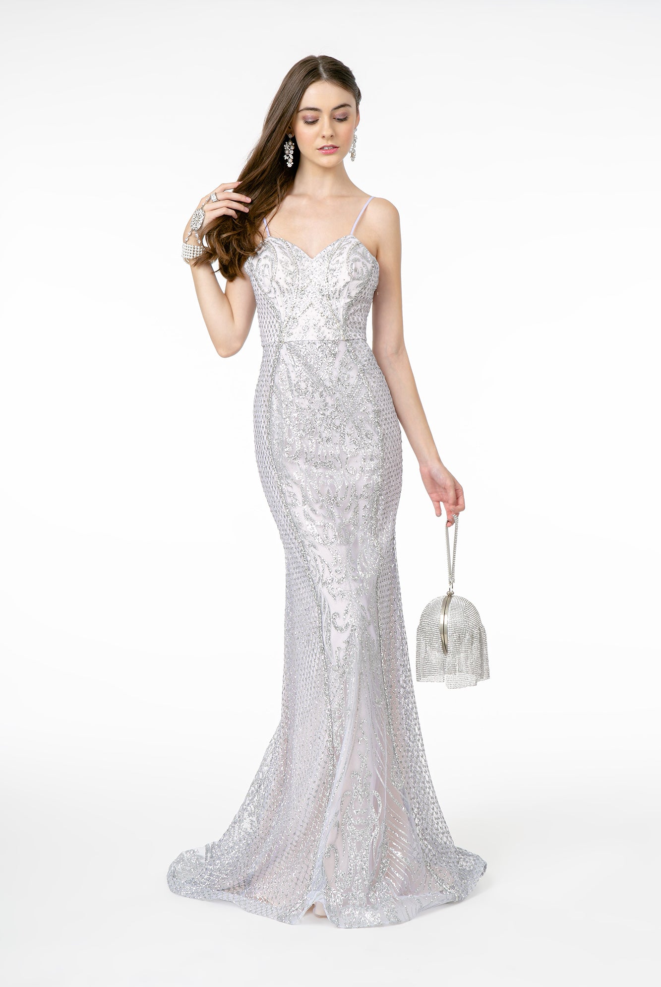 Glitter Mesh Sweetheart Mermaid Long Dress-smcdress