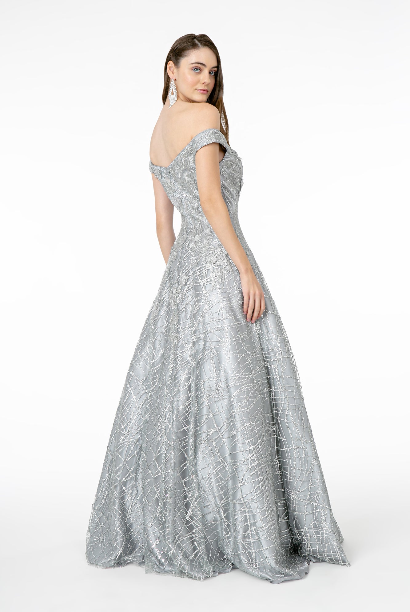 Embroidered Sequin Glitter Embellished Mesh Dress-smcdress