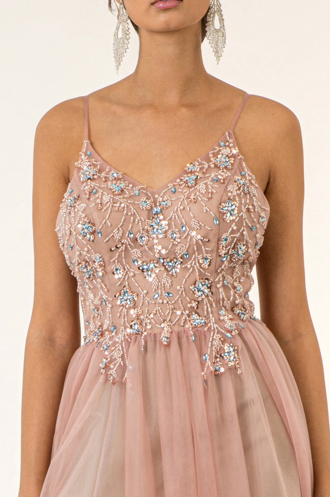 Beads Embellished Bodice Sheer Back Prom Dress-smcdress