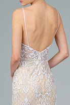 Jeweled Waist Band Glitter Mesh Long Dress-smcdress