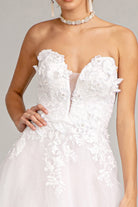 3-D Flower Embellished Mesh Wedding Gown Rhinestone and Glitter Embellished GLGL3010-smcdress