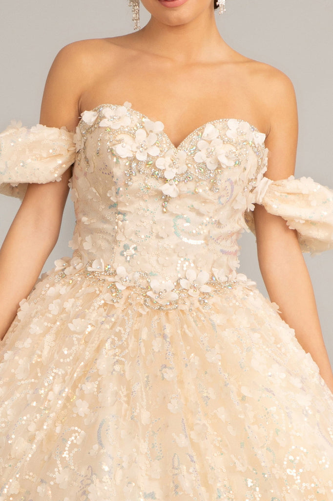 Jewel Embellished Mesh Quinceanera Ball Gown-smcdress