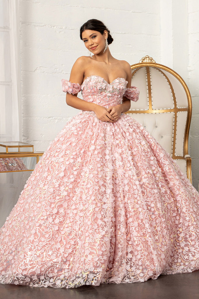 Jewel Embellished Mesh Quinceanera Ball Gown-smcdress