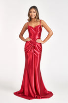 Sweetheart Satin Mermaid Dress Open Back and Side Gathered Waistline GLGL3044-smcdress