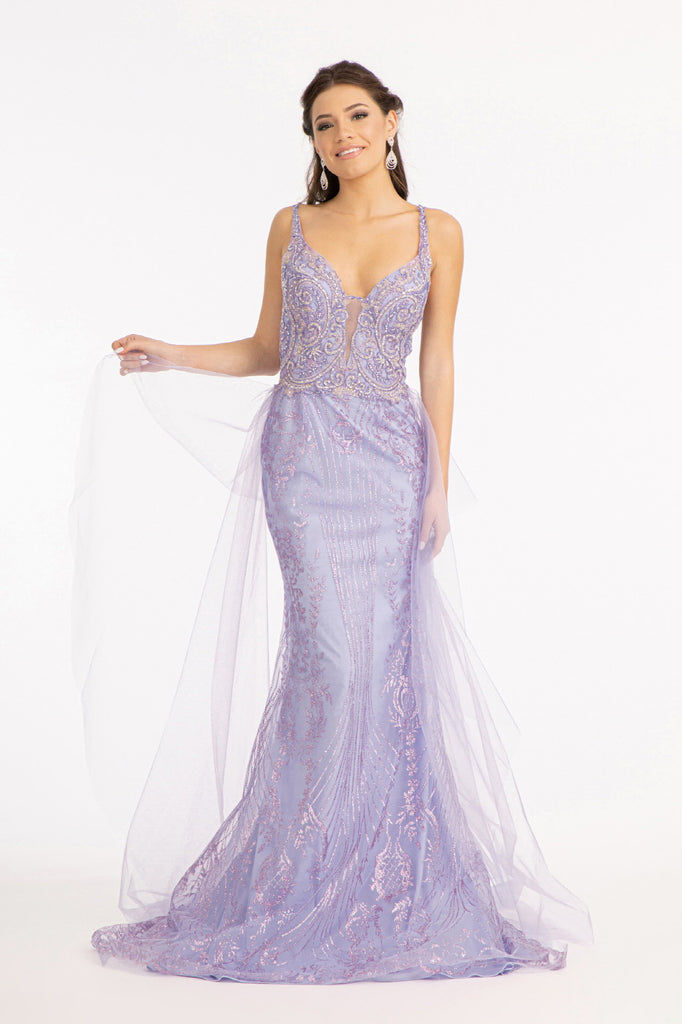Mesh Mermaid Dress Detached Mesh Layer on Waist-smcdress