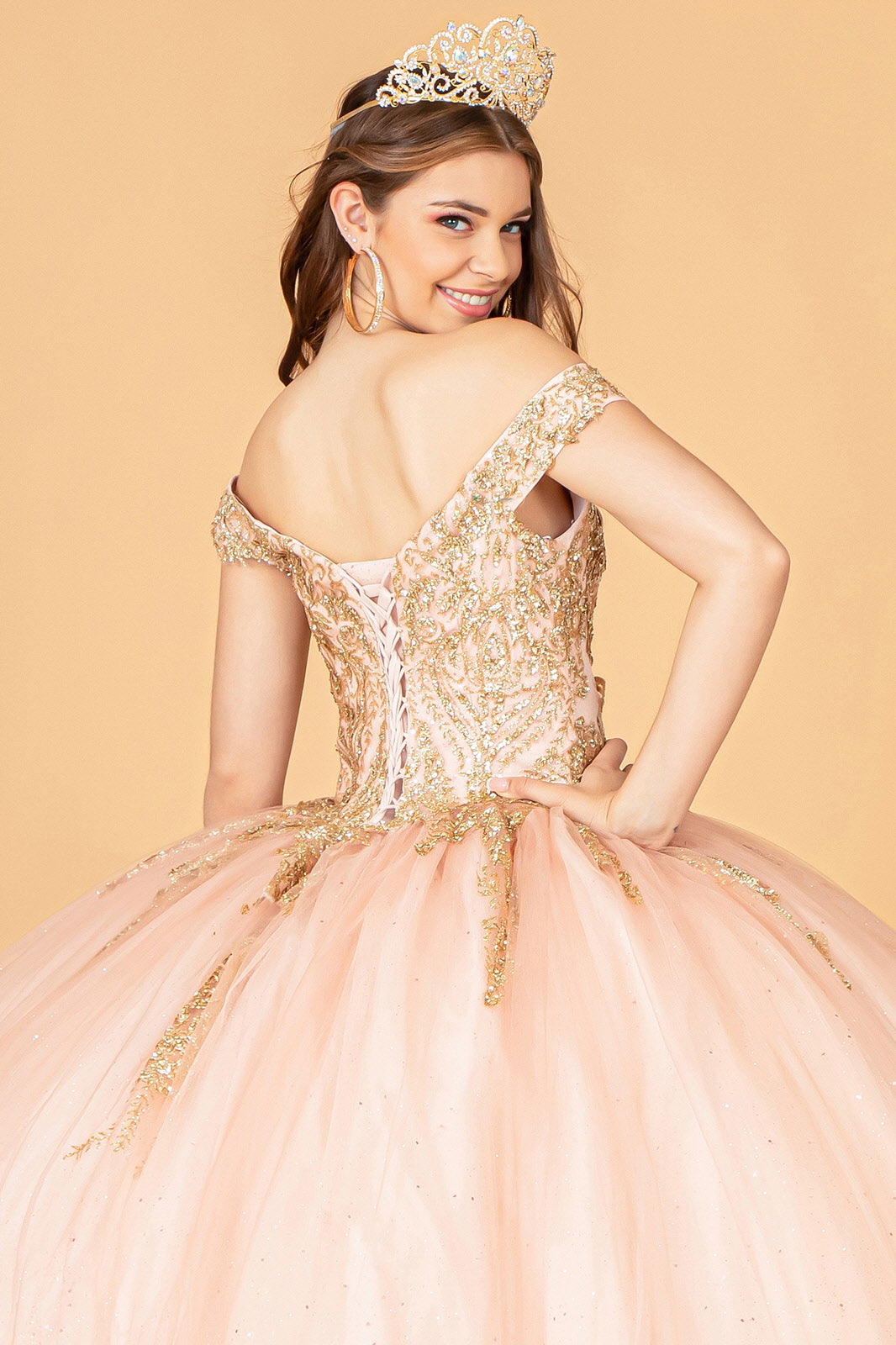Glitter Mesh Quinceanera Dress Sequin and Beads-smcdress