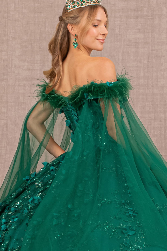 Mesh Quinceanera Dress with Side Mesh Drape-smcdress