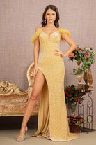 Cut-away Shoulder Velvet Dress with Wide Side Slit-smcdress