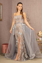 Embroidery Jewel Mermaid Dress w/ Detachable Waist & Long Mesh Layer-smcdress