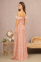 Feather Sequin Velvet Mermaid Dress w/ Waist Layer-smcdress