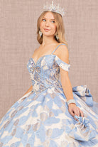 Quinceanera Gown with Long Mesh Tail and Mini Bag-smcdress