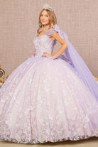 Jewel Glitter Mesh Layer and Ribbons Quinceanera Gown-smcdress