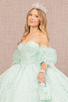 Strapless Quinceanera Gown with Detachable Short Puff Sleeves-smcdress