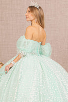 Strapless Quinceanera Gown with Detachable Short Puff Sleeves-smcdress