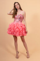Short Dress with Corset Style Bodice and Ruffle Skirt-smcdress