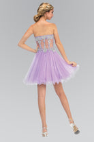 Strapless Bead and Sequin Embellished Short Dress with Sheer Waistline-smcdress