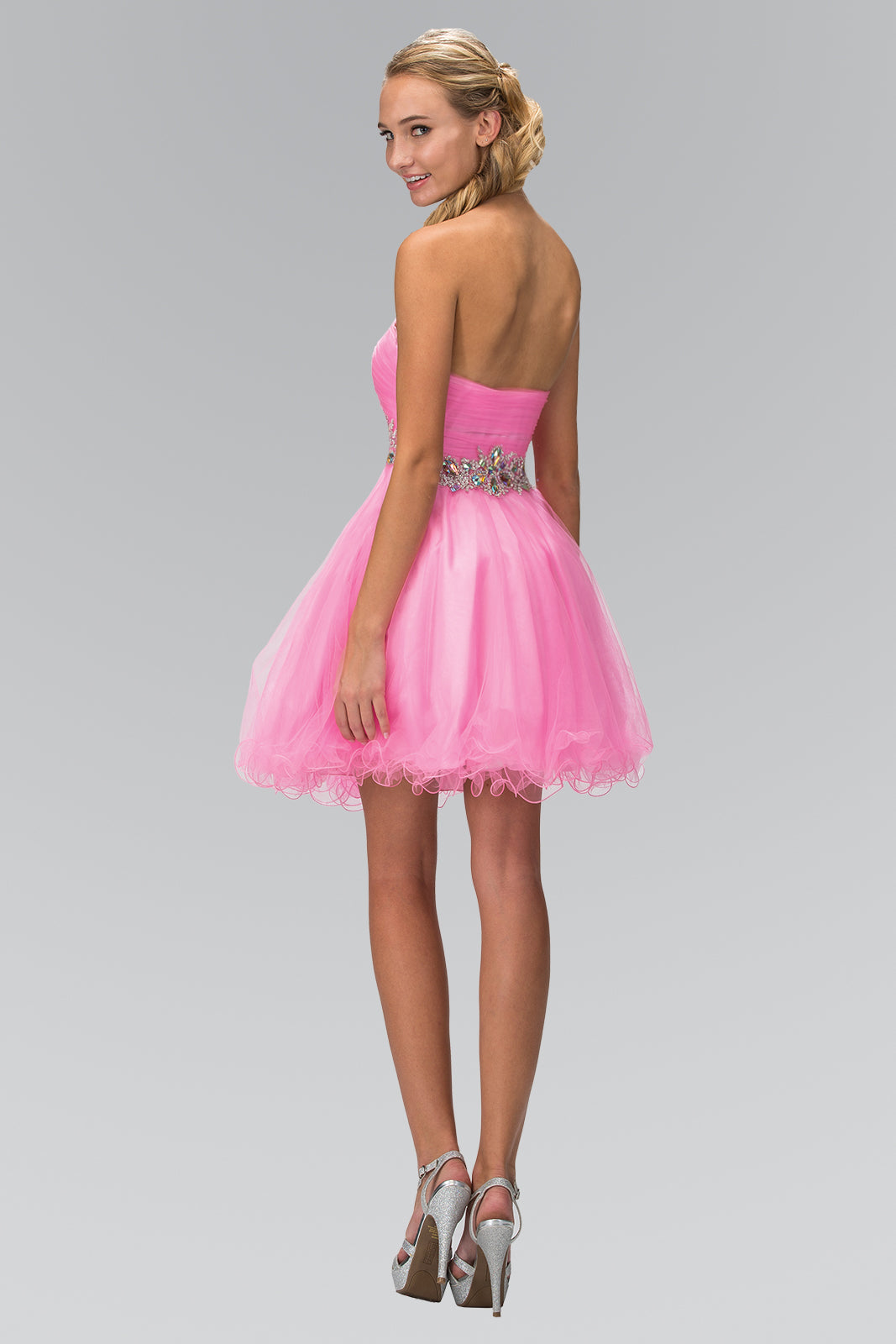 Strapless Sweetheart Tulle Short Dress Accented-smcdress